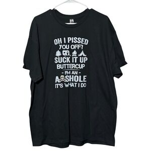 Gildan Mens XL Black Graphic Tee Suck It Up Buttercup Camping Humor T-Shirt